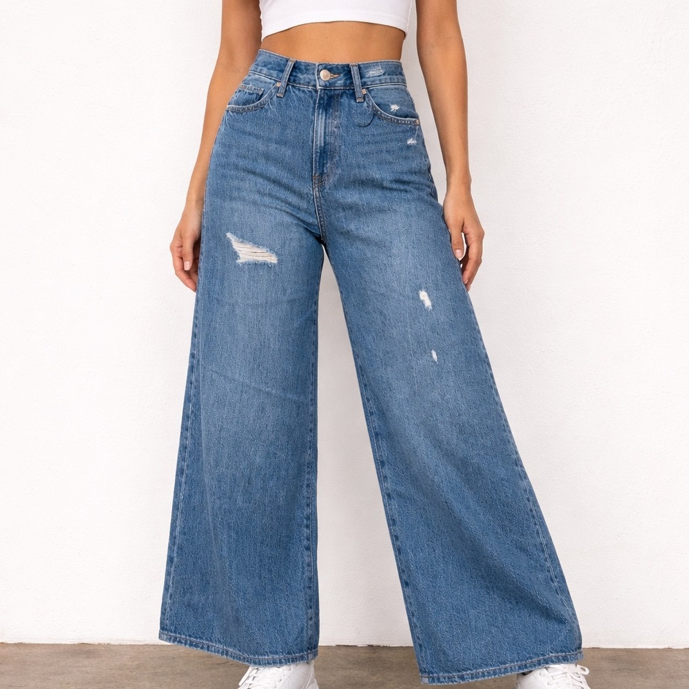 EXPRESS Women’s Wide Leg Ankle High Rise Cropped Jeans NWT 6 Short